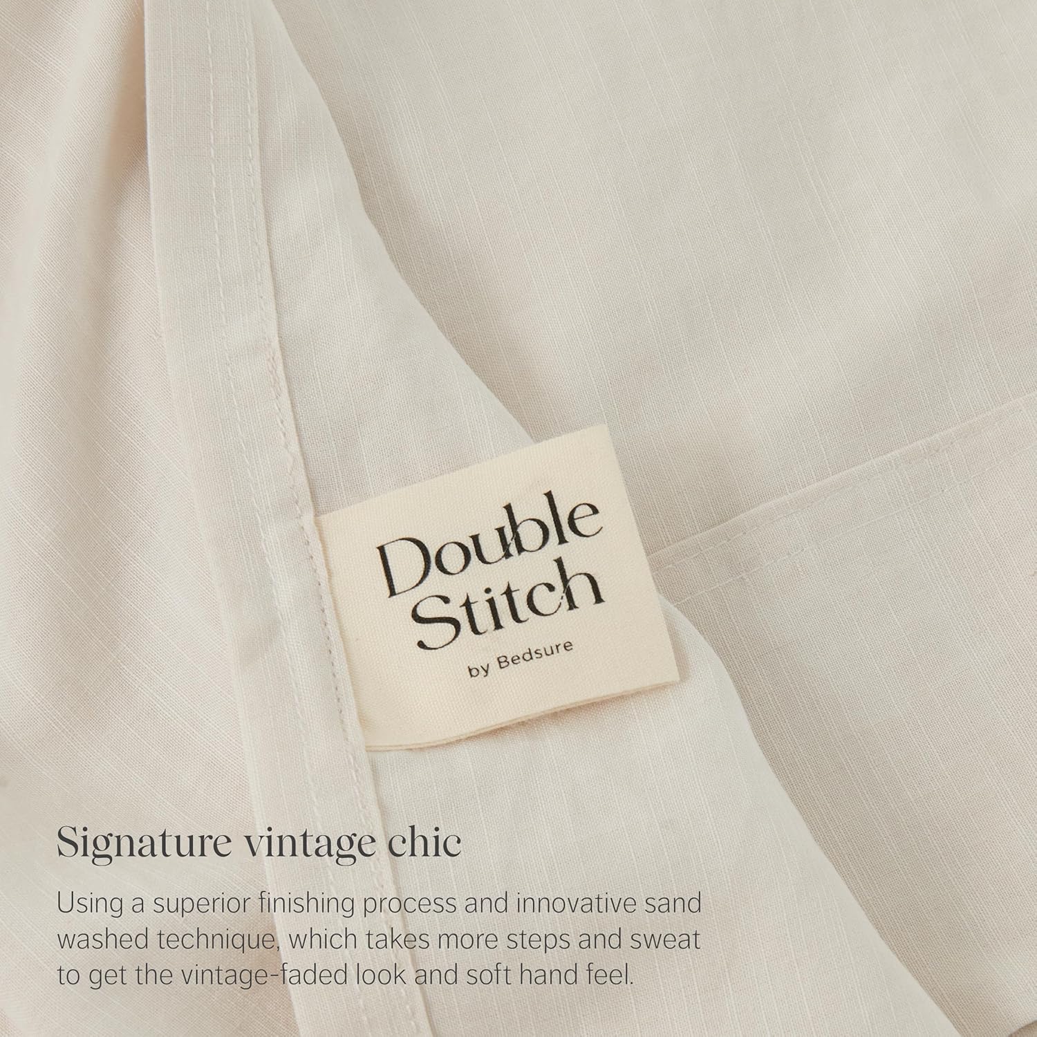 Double Stitch by Bedsure Sábanas de lino Tencel, presentadas en USA Today, juego de sábanas Queen con bolsillo profundo de hasta 16 pulgadas,