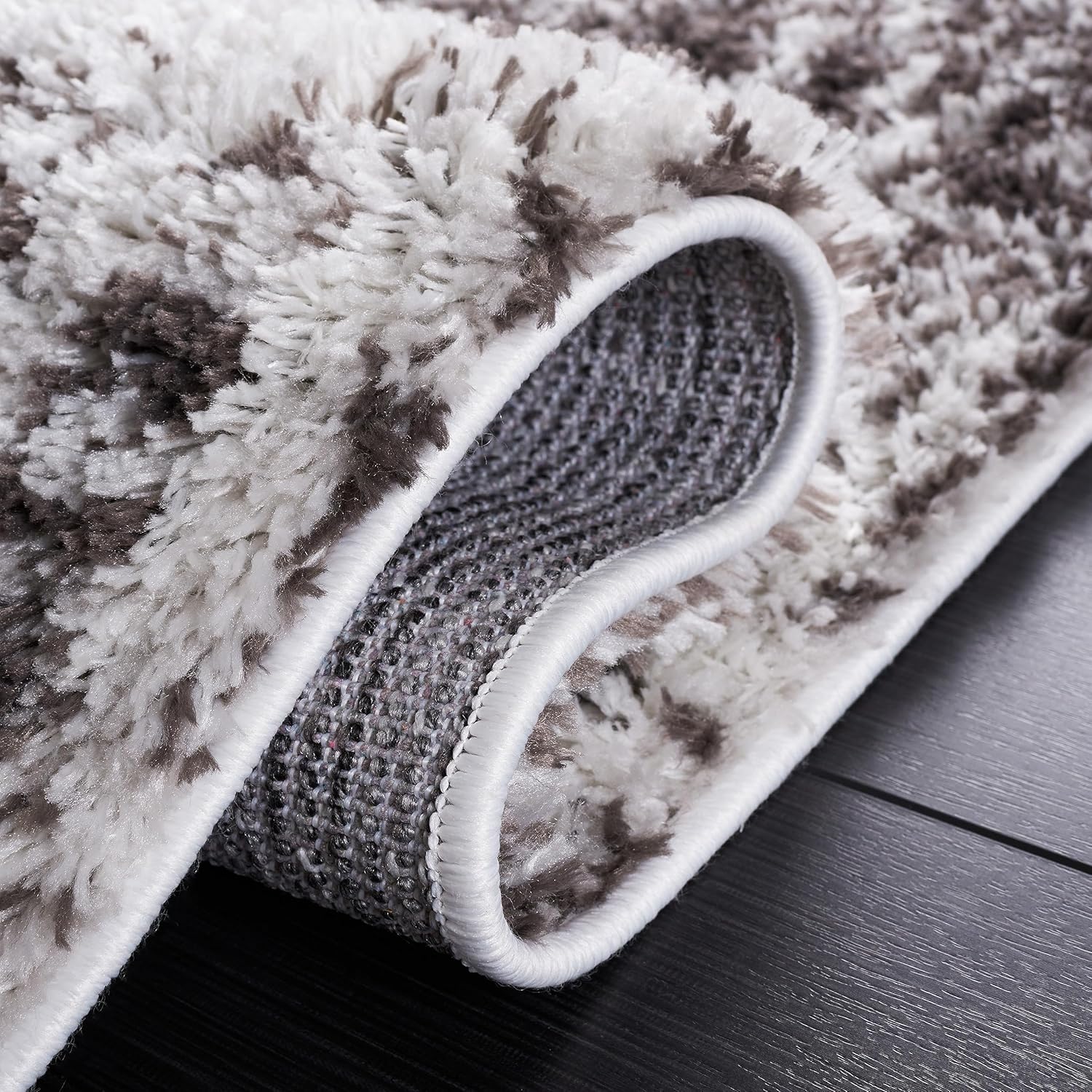 SAFAVIEH Berber Shag Collection – Alfombra de área de 3 x 5 pies, gris y gris oscuro, diseño abstracto moderno, 1.2 pulgadas de grosor, ideal para