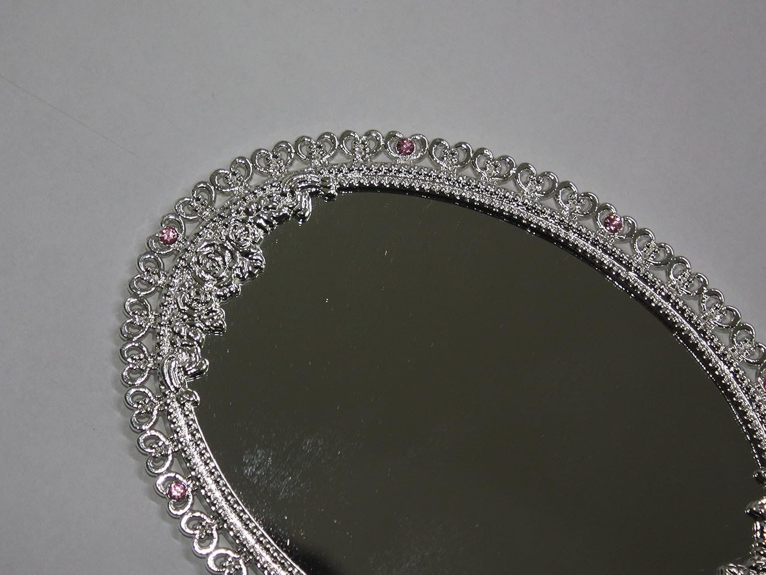 SEHAMANO – Espejo de mesa de maquillaje con diseño de rosas y corazones pequeños, estilo vintage, con diseño de rosas y corazones pequeños, espejo