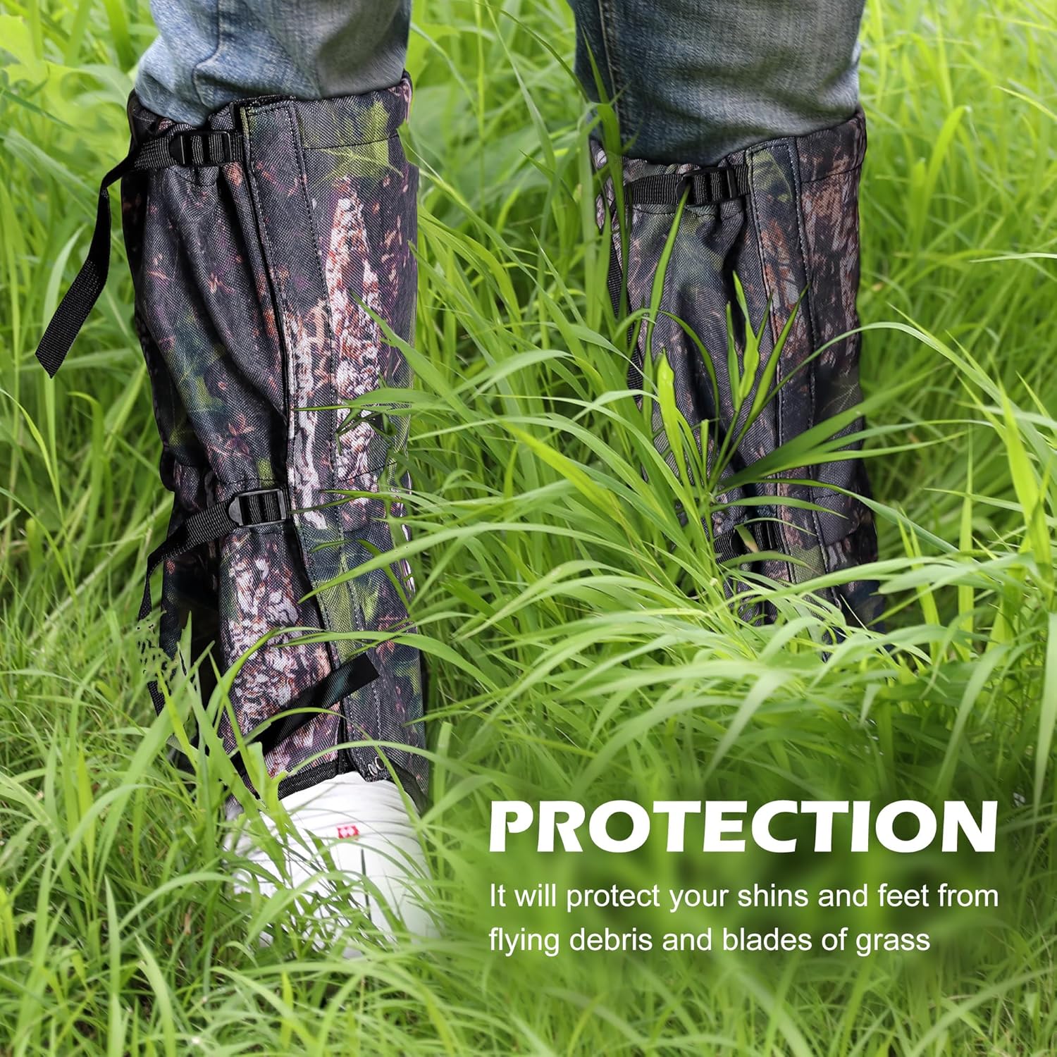 1 par de polainas de pierna de caza, polainas impermeables para botas de caza, polainas de caza ajustables, protectores de piernas, protección de