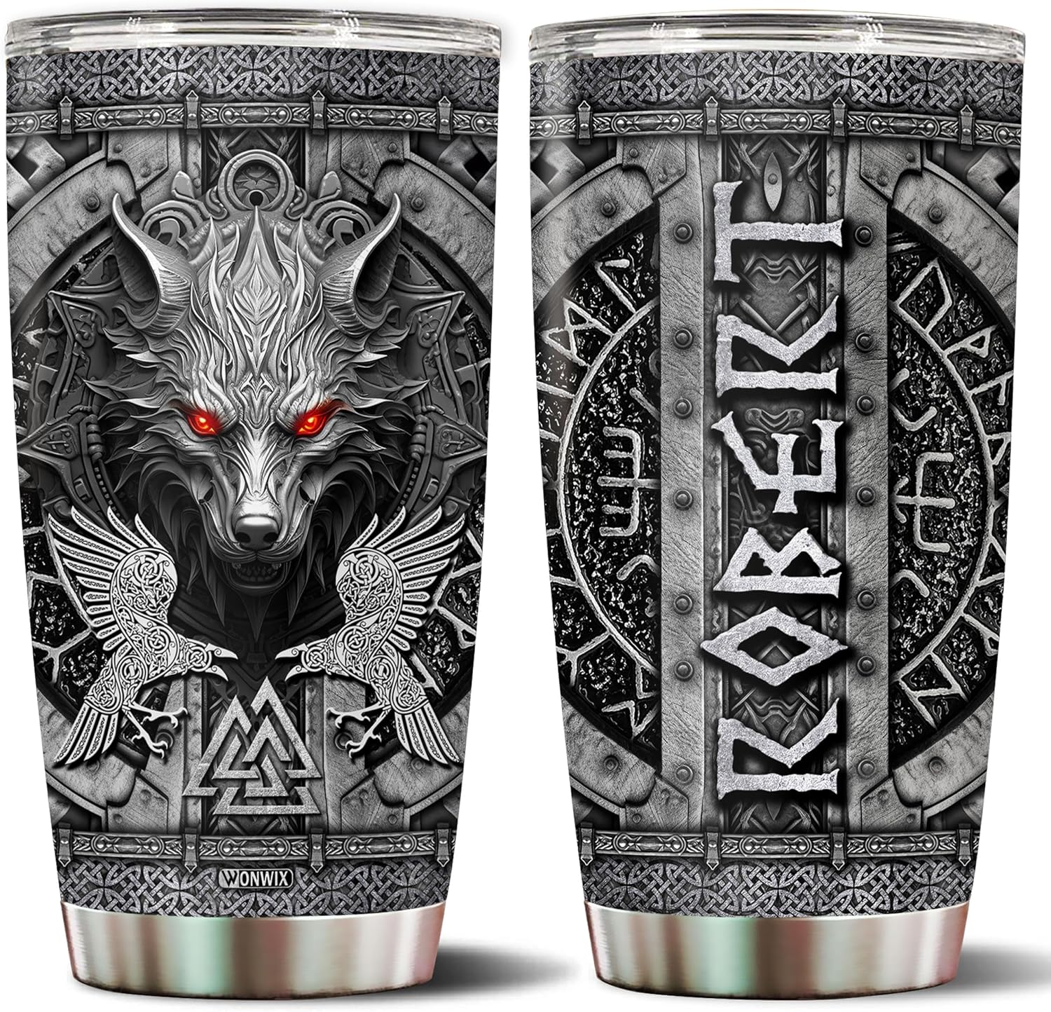 Regalos personalizados de lobo para hombres, niños, papá, esposo, 20 onzas, taza de café aislada de acero inoxidable, taza de viaje, botella de agua