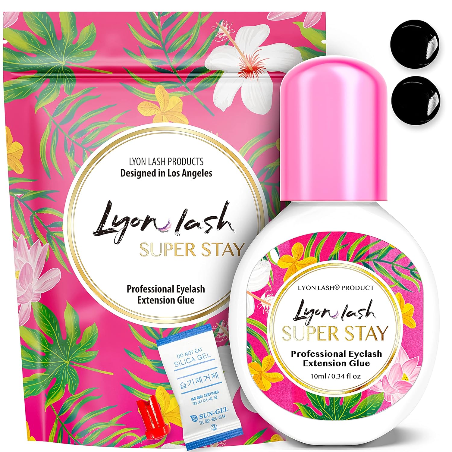 Lyon Lash Super Stay – Pegamento para extensión de pestañas de 0.0 fl oz, tiempo de secado de 0.5 segundos, retención de hasta 8 semanas,