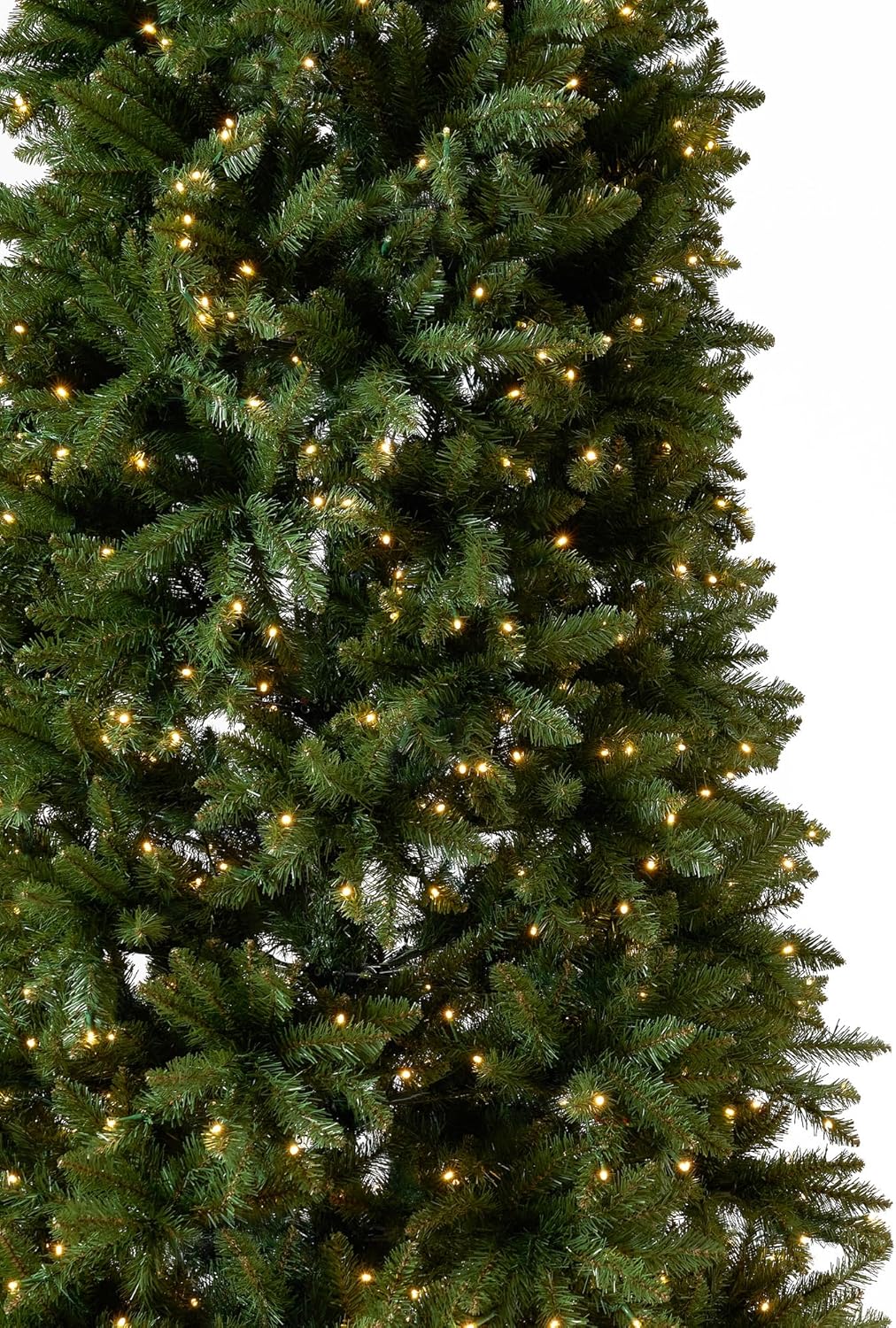Árbol de Navidad artificial de pino verde delgado de 13 pies con 1360 luces LED blancas cálidas y ramas flexibles 3924