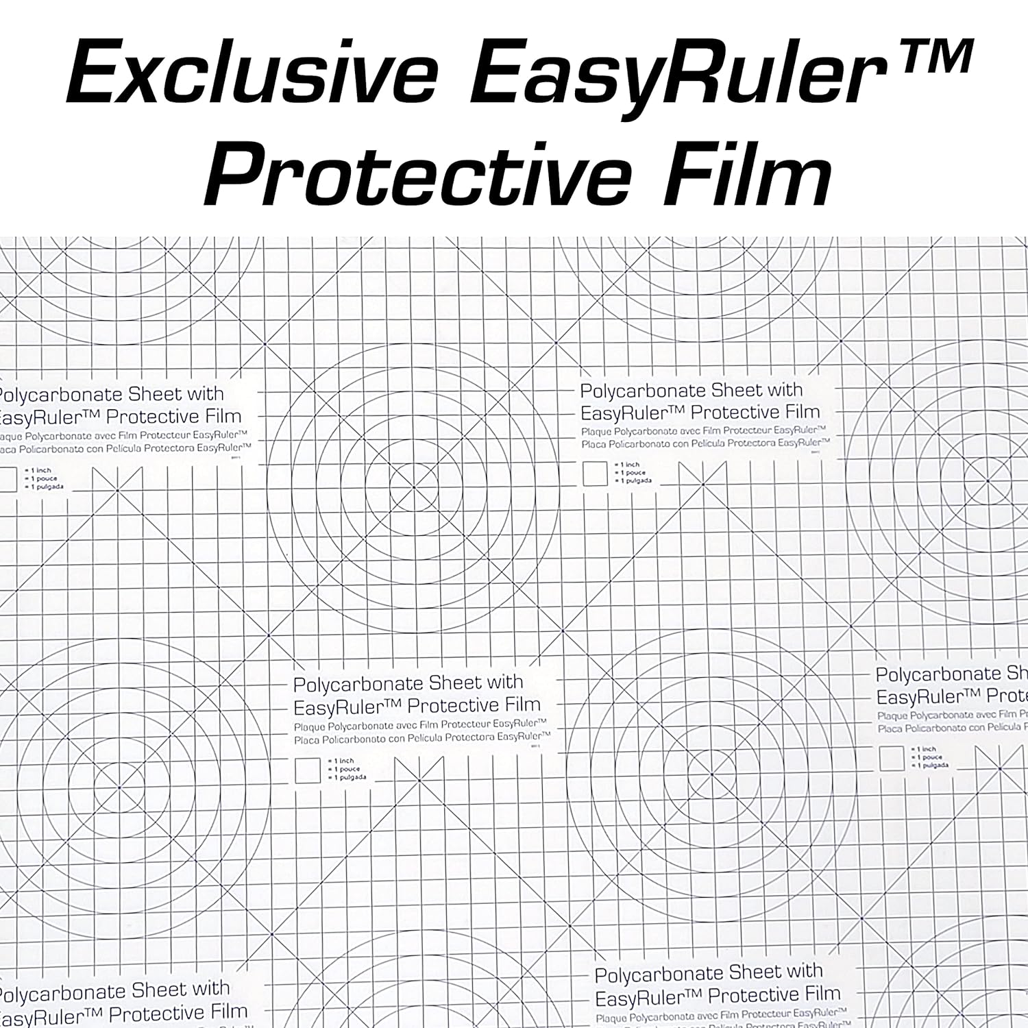 Lámina de plástico de policarbonato de 24 x 48 x 0.177 pulgadas (316 pulgadas), exacta con película EasyRuler, resistente a roturas, más fácil de