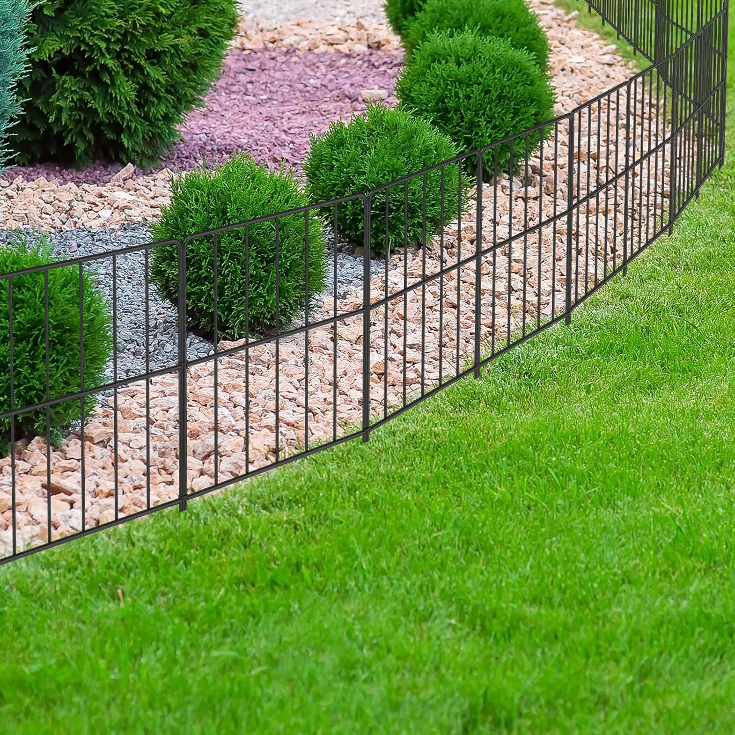 OUSHENG Valla decorativa pequeña para jardín, valla de 10 pies de largo x 16.5 pulgadas de alto, panel de alambre de metal resistente al óxido,