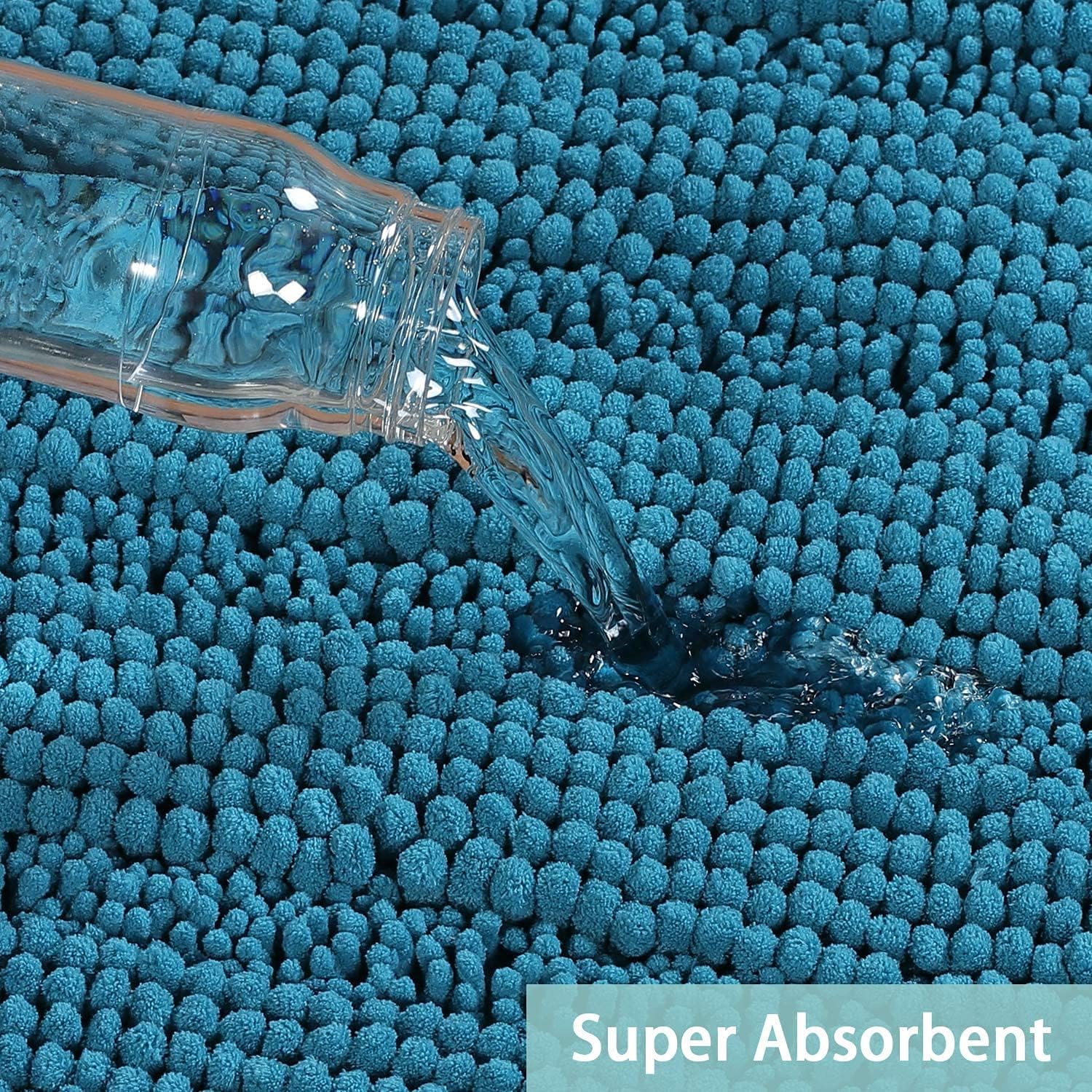 Juego de tapetes para baño de felpilla antideslizantes para baño, tapetes peludos súper absorbentes para bañera, regadera, inodoro, alfombra de baño