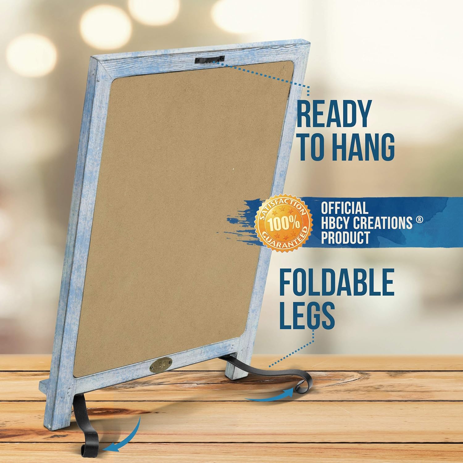 HBCY Creations – Pizarra de madera rústica con patas para mesa, letrero de mesa estilo vintage para boda, pizarra pequeña para notas en la encimera