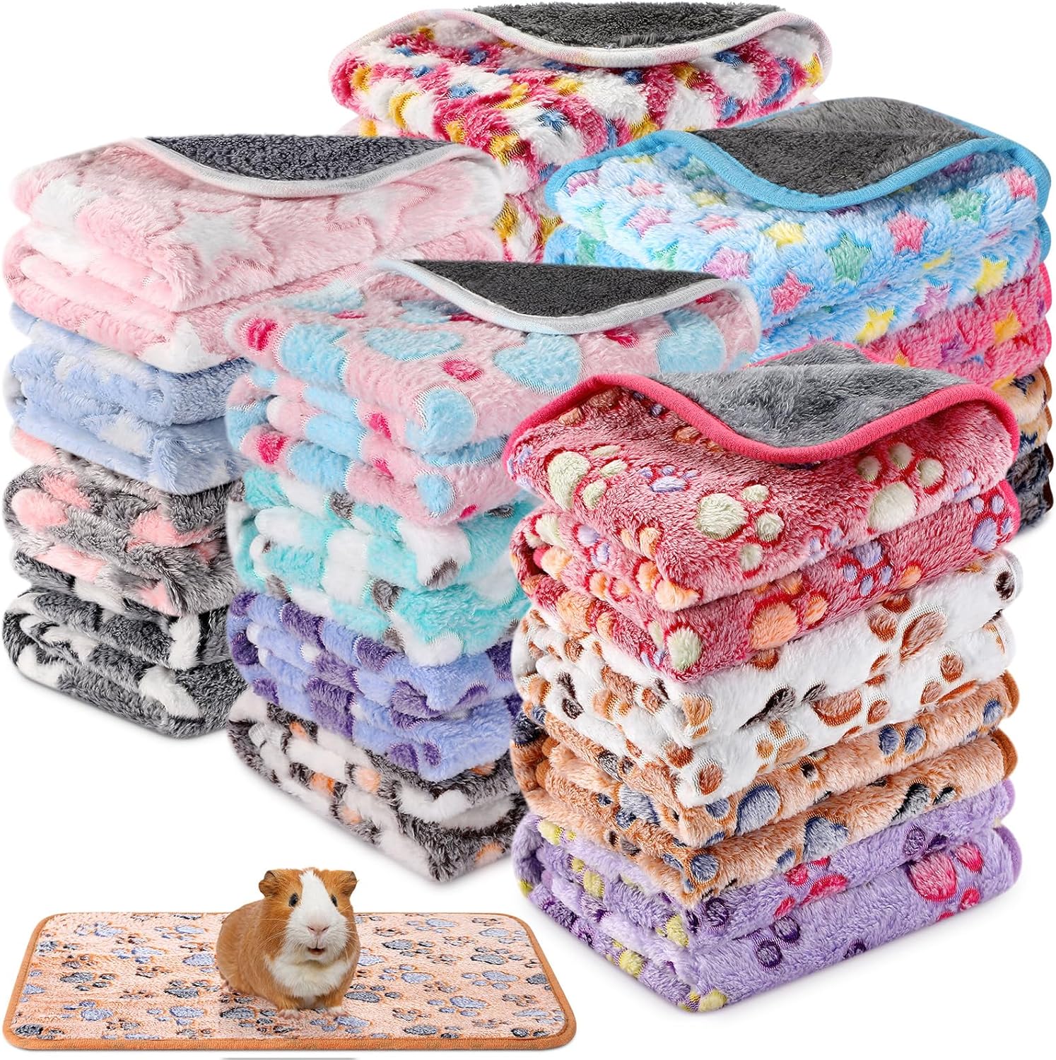 20 piezas de manta de forro polar PET pequeña, lavable, impermeable, ropa de cama para animales pequeños, cobayas, cachorros, perros, gatos,