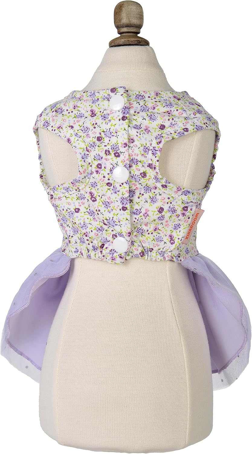 Vestidos para perros pequeños y gatos, lindo vestido de chaleco con lazo, traje floral para chihuahua (suéter morado 2XS)