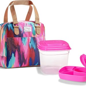 Fit & Fresh Minneola – Bolsa de almuerzo aislada para adultos con asas de transporte, kit completo de almuerzo que incluye kit de ensalada a juego, Fit & Fresh Minneola – Bolsa de almuerzo aislada para adultos con asas de transporte, kit completo de almuerzo que incluye kit de ensalada a juego,