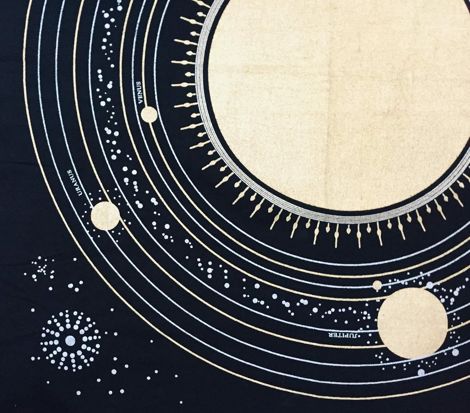 Indian Consigners Tela de altar planetas espirituales, estrellas rituales y galaxia, hermoso sistema solar, mantel de altar de 24 x 24 pulgadas