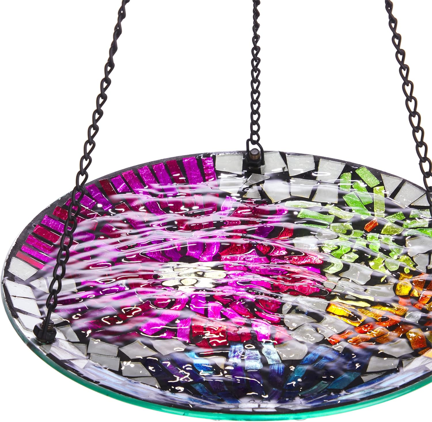 Alpine Corporation HMD214 Alpine – Mosaico de 10 pulgadas, multicolor, tamaño, colgante, redondo, floral, para pájaros