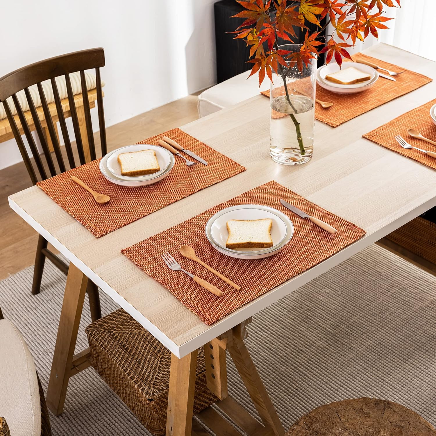 Kevin Textile – Juego de 6 manteles individuales de otoño resistentes al calor, manteles individuales decorativos para mesa de comedor, cocina,
