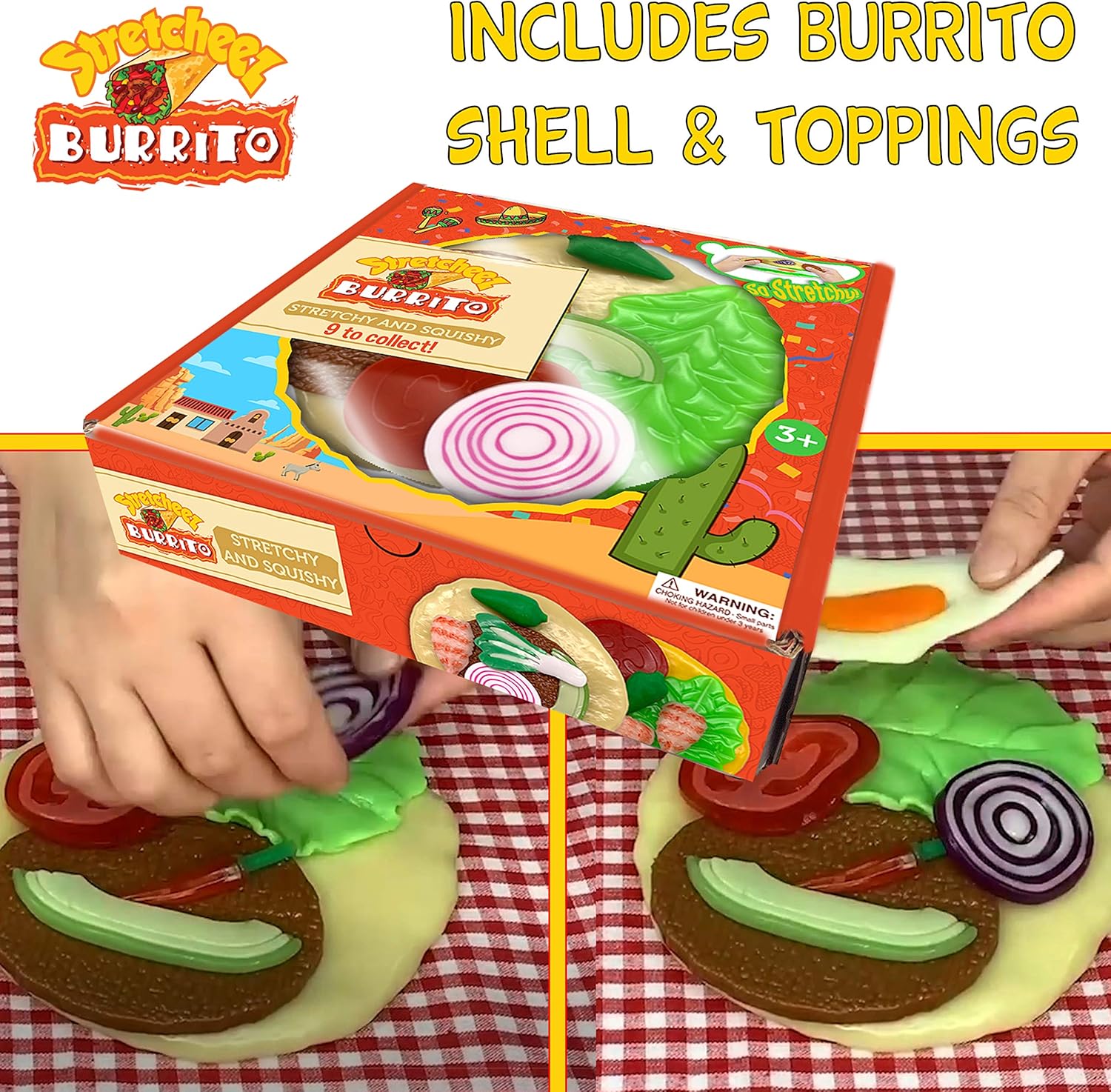 Stretcheez Burrito  Comida de juego para niños  Alimentos y coberturas elásticos  Mezcla y combina  Colecciónalos todos  Funciona con cocinas de