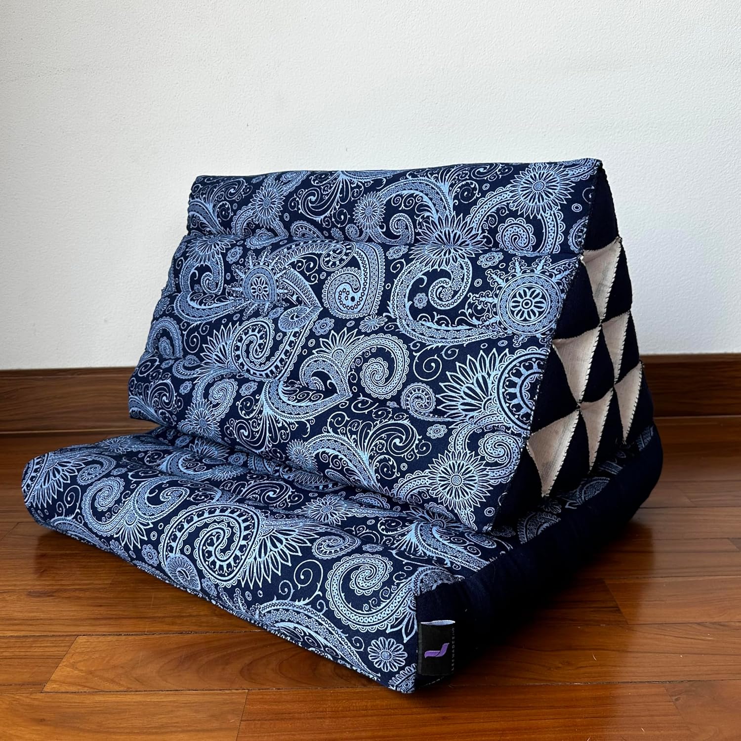 LEEWADEE Tapete plegable con cojín triangular, cómodo cojín de TV, colchón plegable con cojín hecho de Kapok ecológico, 30 x 20 pulgadas, azul y
