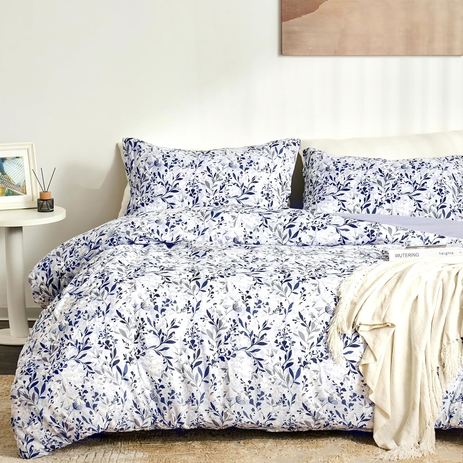 McVernon’s Funda de edredón floral tamaño King de 3 piezas, funda de edredón floral King con 2 fundas de almohada, juego de ropa de cama suave para