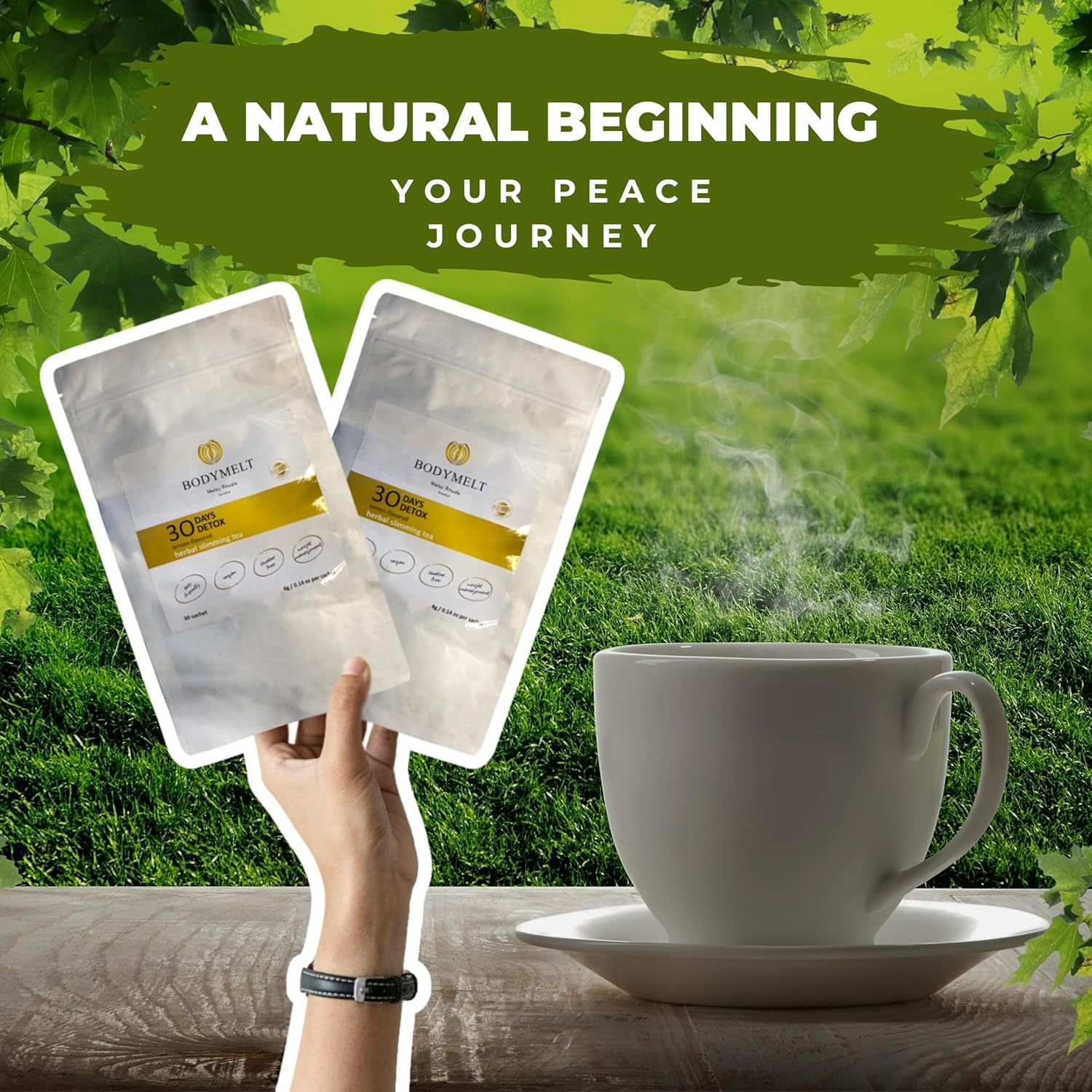BODYMELT 30 Days Detox Tea Powder Form  Fórmula de té de hierbas  Té en polvo de 30 bolsitas  0.14 oz  15 mezclas de hierbas y potenciador de