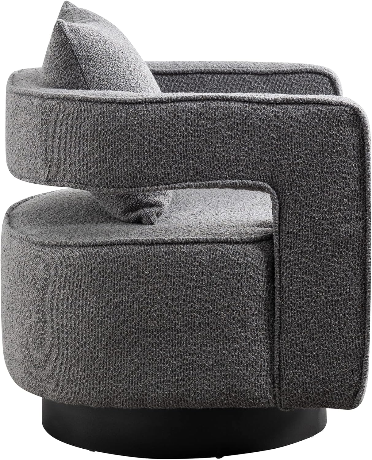 HomSof Silla giratoria de 29.0 pulgadas de ancho con respaldo abierto, moderna y cómoda, para club, ocio, sillón para descanso, gris y negro, 4