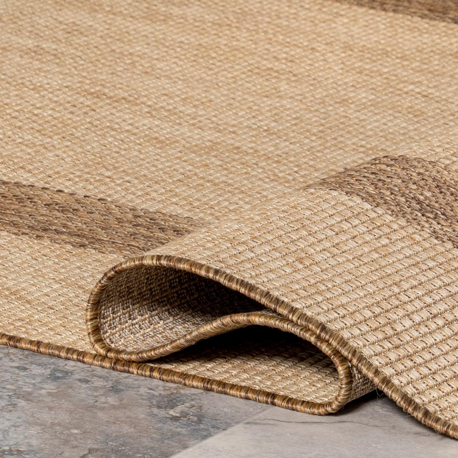 nuLOOM Natasha – Alfombra casual a rayas para interiores y exteriores, 5 x 8 pies, color beige