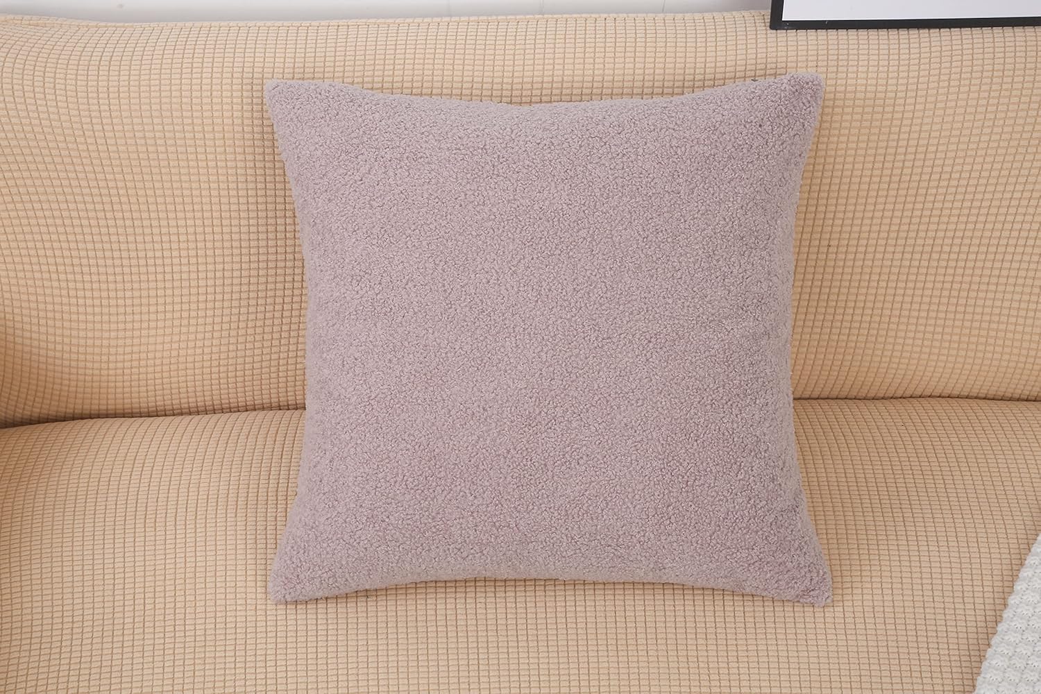 TangDepot Paquete de 2 fundas de almohada lujosas y esponjosas de piel de oveja sintética, fundas de almohada cuadradas, fundas de almohada para
