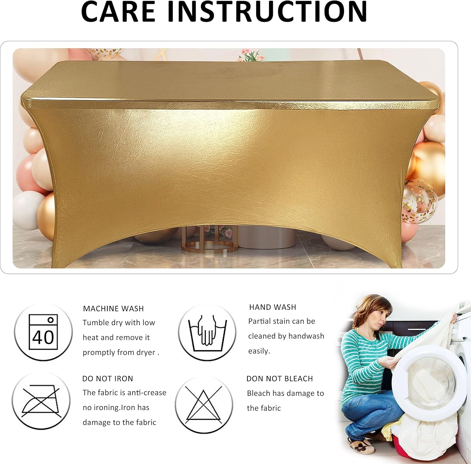 Obstal Mantel de elastano elástico de 6.0 ft para mesas plegables estándar, protector rectangular universal ajustable para bodas, banquetes y