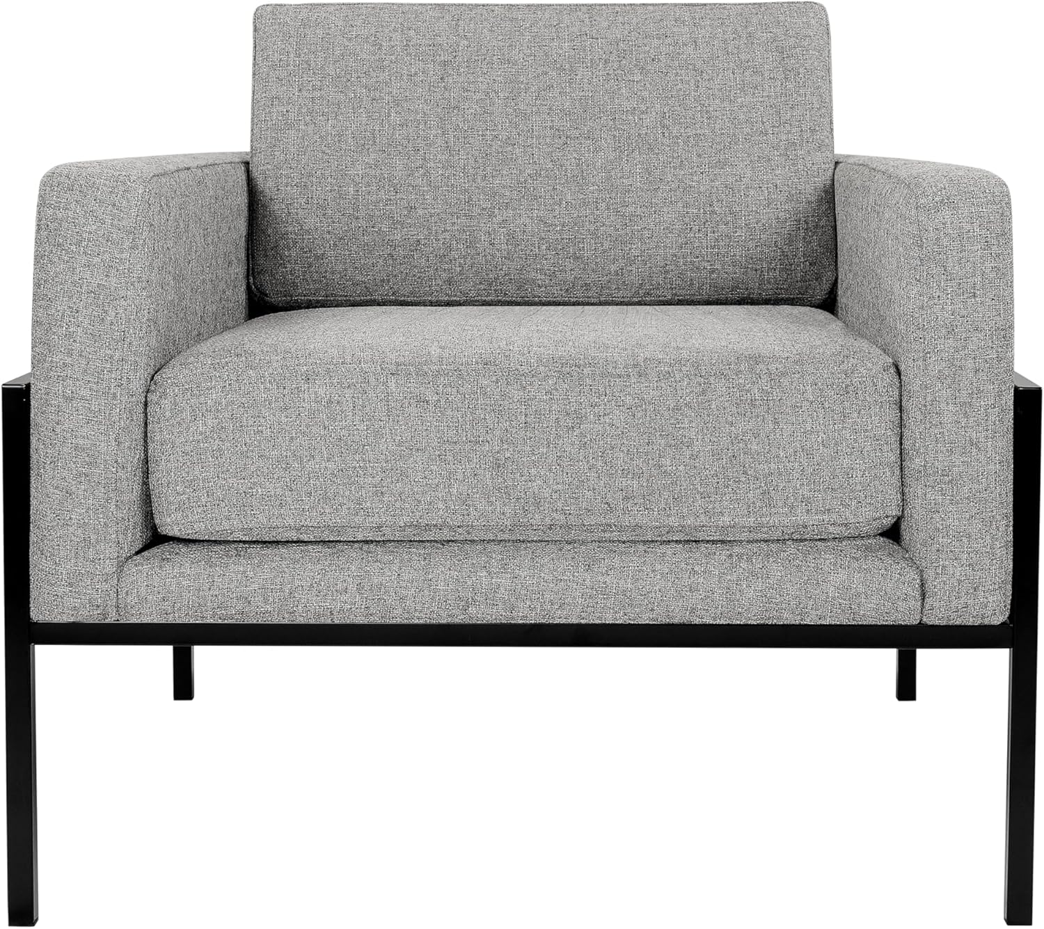 HomePop Silla decorativa moderna con marco de metal, decoración del hogar, sillas decorativas para sala de estar y dormitorio, tejido gris sostenible