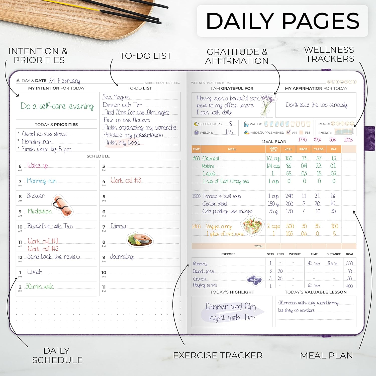 Clever Fox Wellness Planner Premium – Diario de estilo de vida diario para apoyar la salud, la nutrición y el ejercicio – Diario de vida saludable