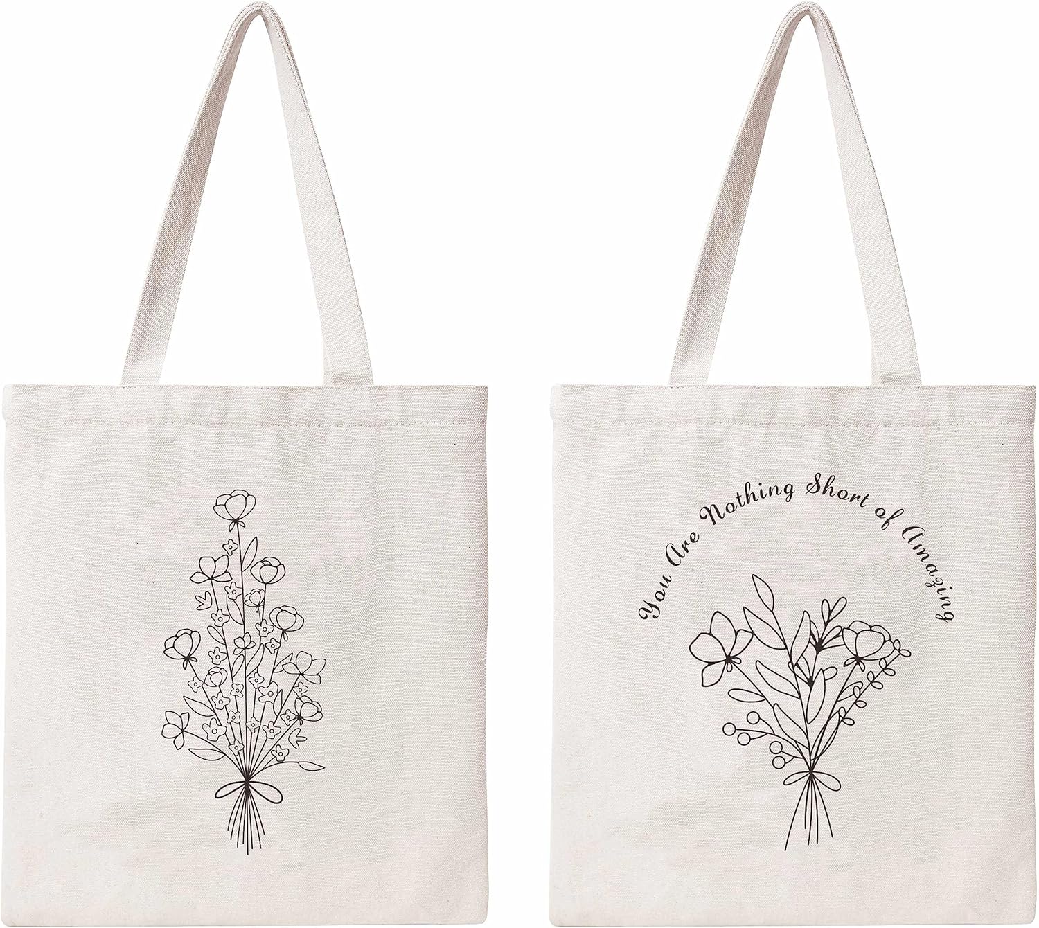 Lamkidle Bolsa de lona de algodón con diseño floral, pequeña bolsa de lona de algodón con bonito ramo de flores para mujer, bolsa de comestibles