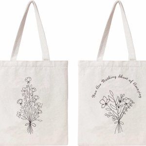 Lamkidle Bolsa de lona de algodón con diseño floral, pequeña bolsa de lona de algodón con bonito ramo de flores para mujer, bolsa de comestibles Lamkidle Bolsa de lona de algodón con diseño floral, pequeña bolsa de lona de algodón con bonito ramo de flores para mujer, bolsa de comestibles
