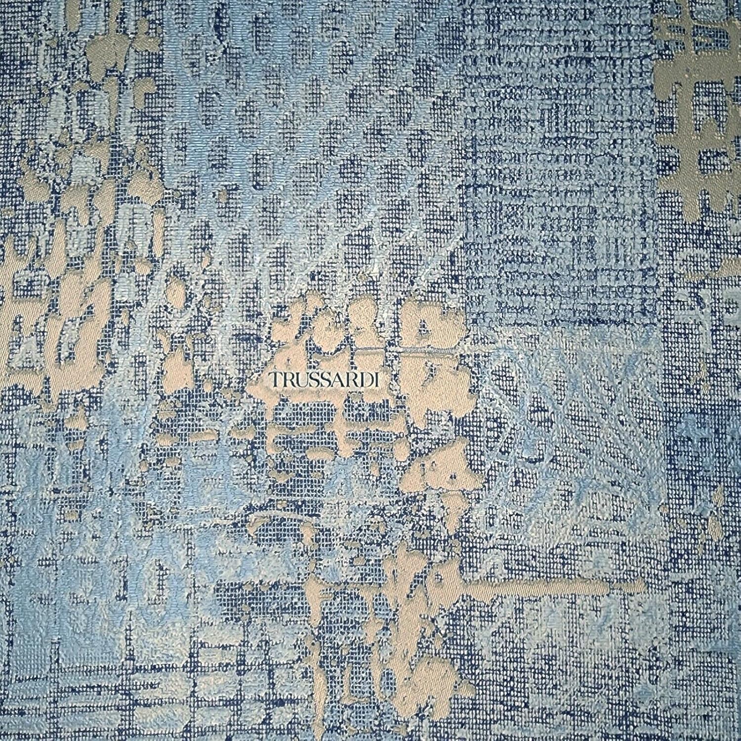 Abstracto moderno en relieve azul gris oro metálico imitación tela texturizada papel pintado