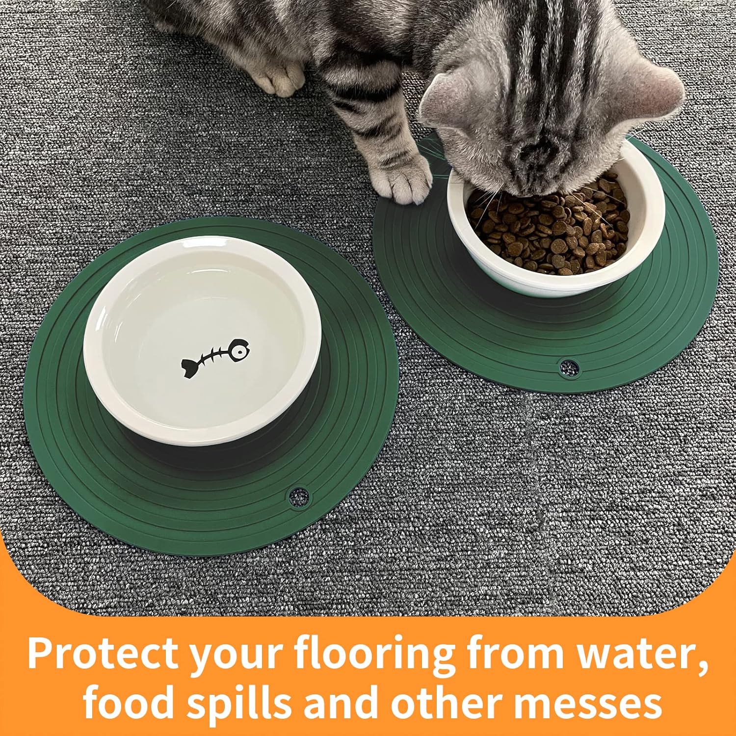 Ptlom 2 manteles individuales para mascotas para perros y gatos, tapete de silicona impermeable para alimentos y agua, tapete para mascotas pequeño,