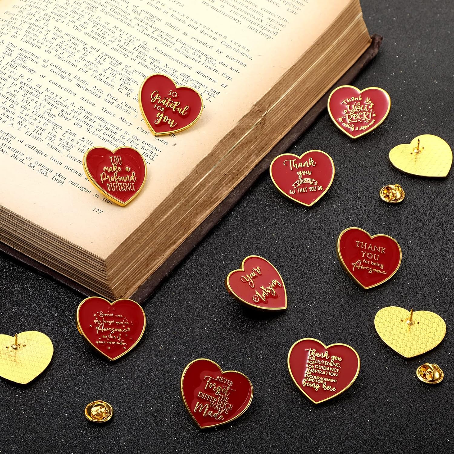 Sasylvia Juego de 50 pines de solapa para regalo de agradecimiento al profesor, broche de enfermera del mes, recuerdos de bolsillo con tarjeta de