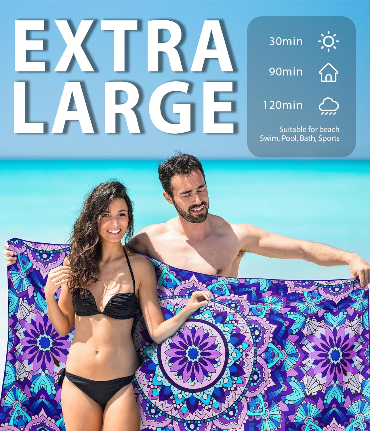 Toalla de playa de microfibra sin arena, de secado rápido, ligera, de gran tamaño, accesorios de toalla grande, viajes, natación, piscina, yoga,