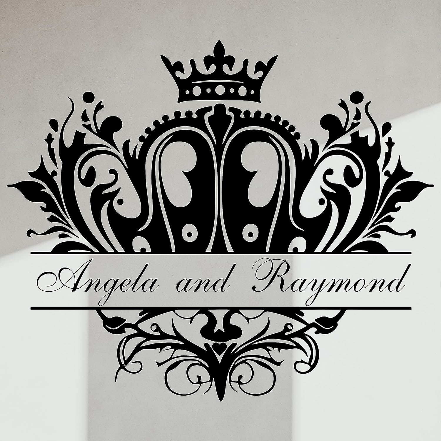 Pegatina de Vinilo Personalizada para Piso y Pared de Boda con Nombres Personalizados y Diseño de Corona – Adhesivo Versátil para Pista de Baile de