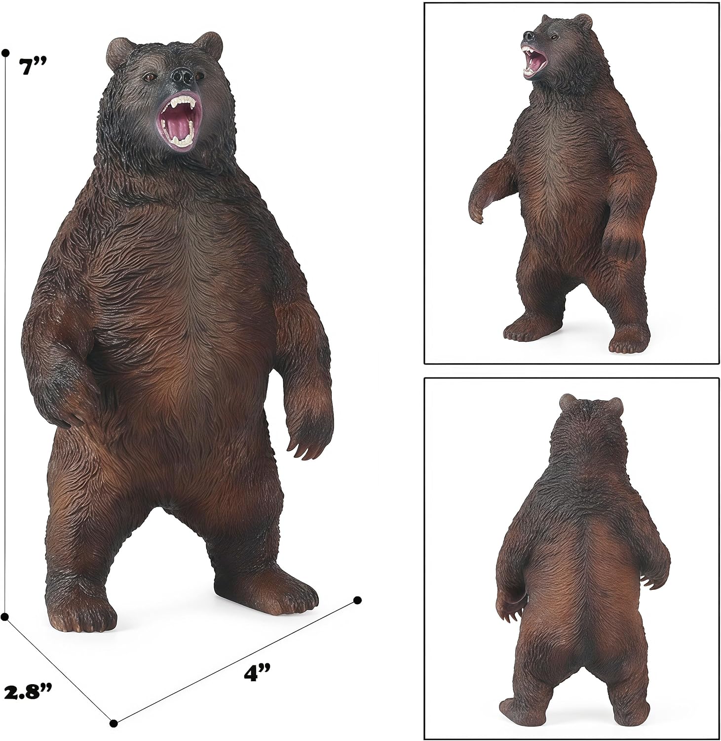 Gemini&Genius Juguete de oso marrón, figura grande de animales de safari Grizzly, figura de acción realista de vida silvestre para niños que