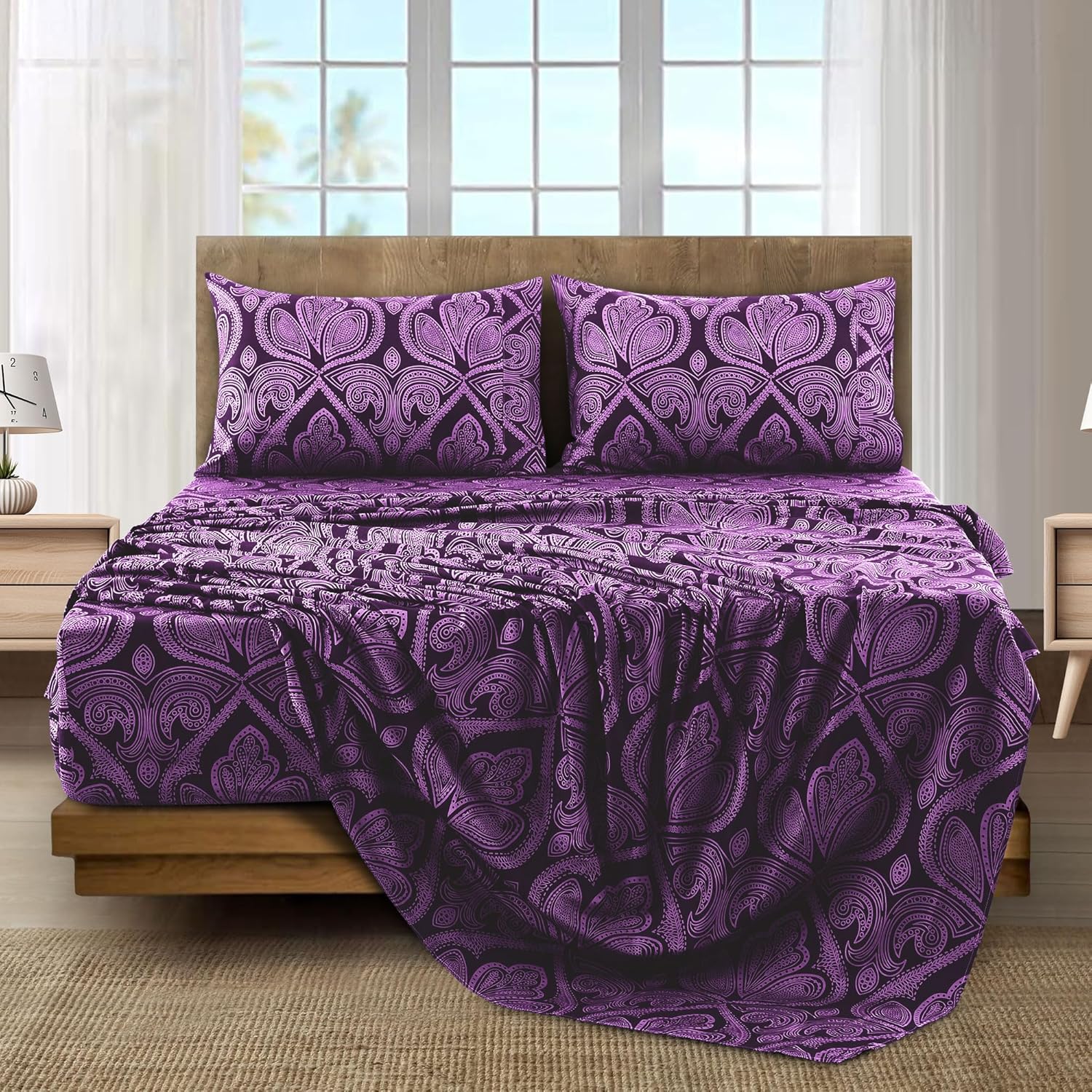 LDC Lux Decor Collection – Juego de sábanas, 6 piezas, microfibra cepillada alta ozyd, fundas, bolsillo de sábana de hasta 16pulgadas de profundidad