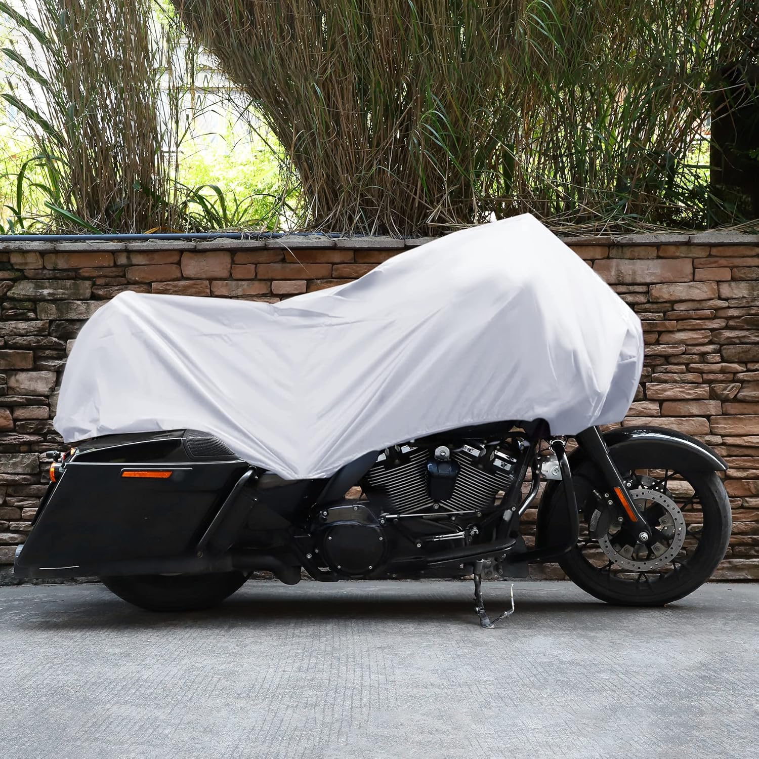 X AUTOHAUX Funda para motocicleta, ligera, media cubierta, impermeable, para exteriores, lluvia, polvo, color plateado, tamaño XL, para la mayoría