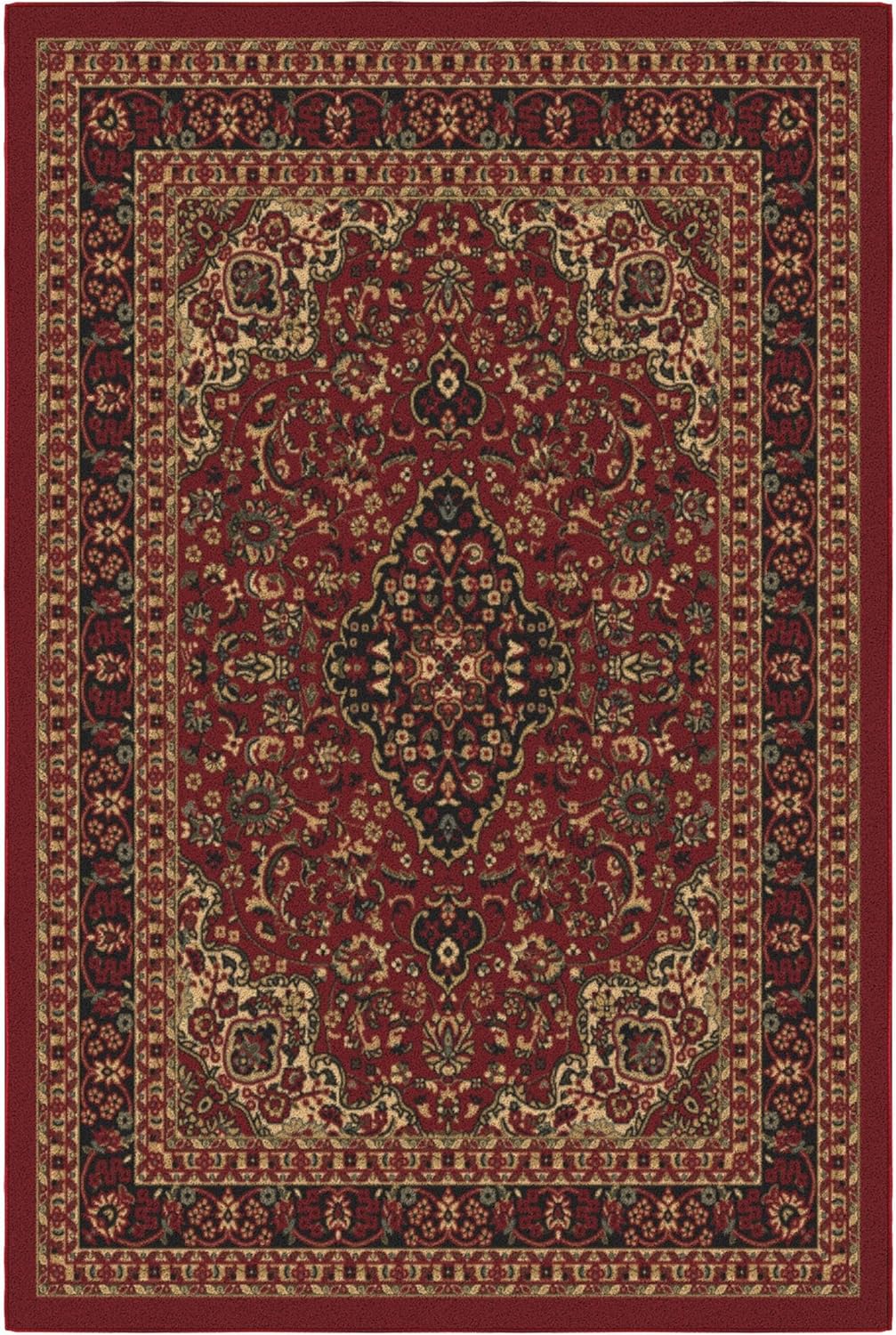 Ottomanson Ottohome Collection – Alfombra antideslizante de goma con diseño oriental, 5 x 7 pies, 5 x 6 pies 6 pulgadas, color rojo