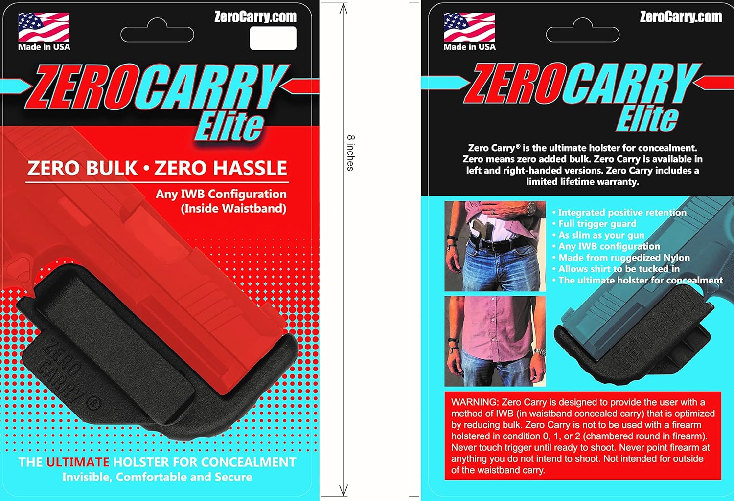 Se adapta a STOEGER STR-9MC Zero Carry Elite IWB Holster 4 de transporte oculto. Delgado como tu pistola. Invisible, cómodo y seguro. Retención