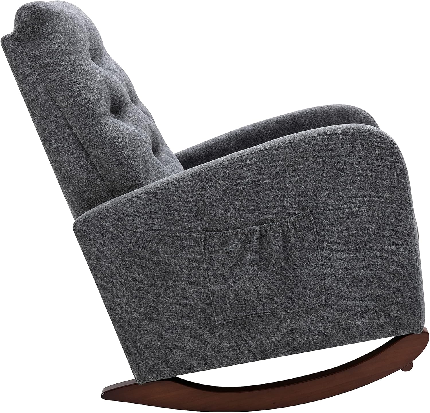 Silla mecedora para guardería, asiento tapizado de tela con respaldo alto y reposabrazos, ideal para lactancia, silla cómoda para sala de estar con