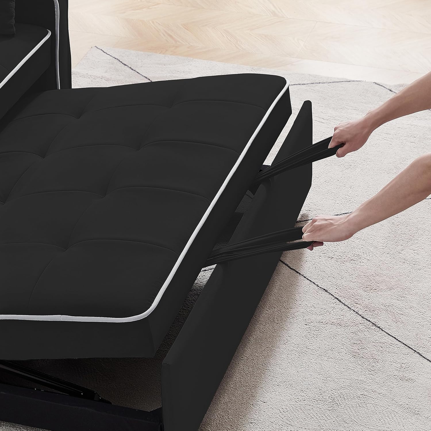 Sofá cama convertible moderno, sofá cama convertible capitoné tapizado para sala de estar, sofá cama cómodo de 2 plazas, sofá cama de 2 plazas,