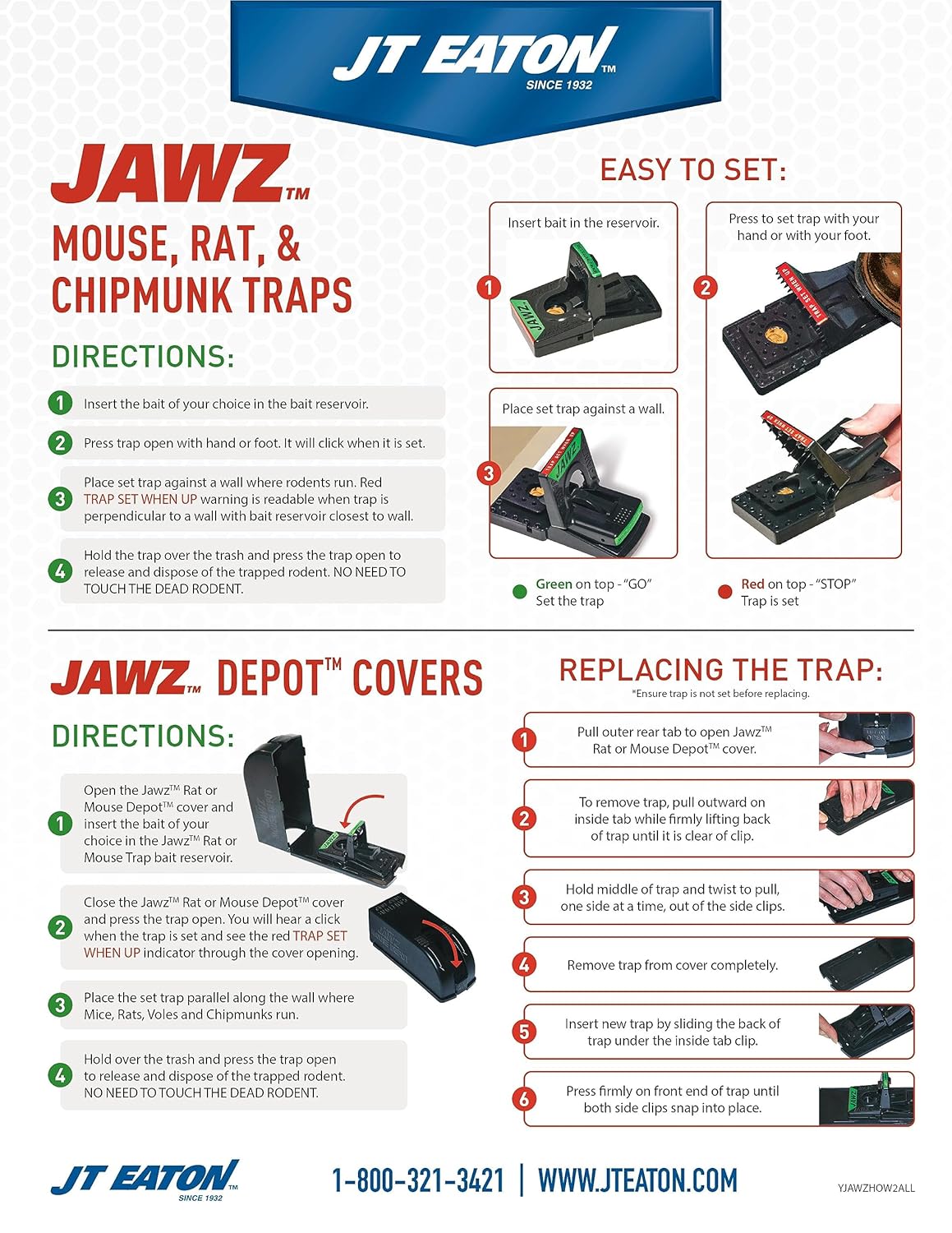JT Eaton 410BULK trampa Jawz de plástico para ratones, para carnada sólida o líquida (paquete de 12 unidades)