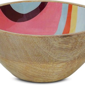 Mela Artisans Ensaladera pequeña de madera de 6 pulgadas, cuenco para servir frutas, cereales, aperitivos y mezcla, cuencos decorativos para cocina Mela Artisans Ensaladera pequeña de madera de 6 pulgadas, cuenco para servir frutas, cereales, aperitivos y mezcla, cuencos decorativos para cocina