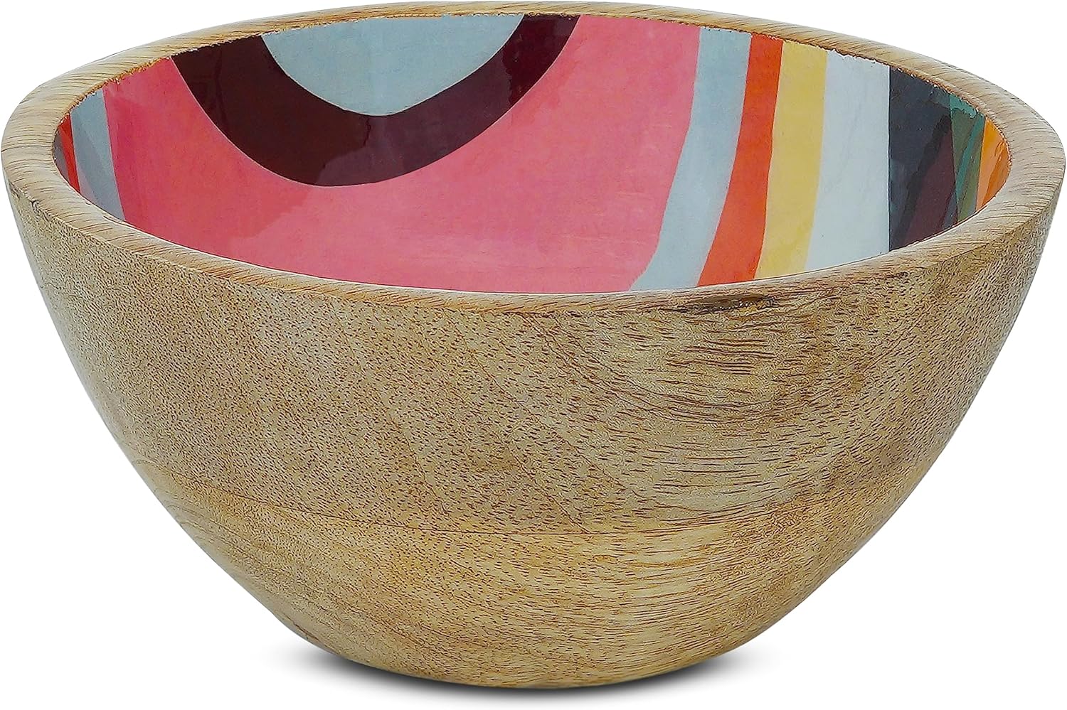 Mela Artisans Ensaladera pequeña de madera de 6 pulgadas, cuenco para servir frutas, cereales, aperitivos y mezcla, cuencos decorativos para cocina