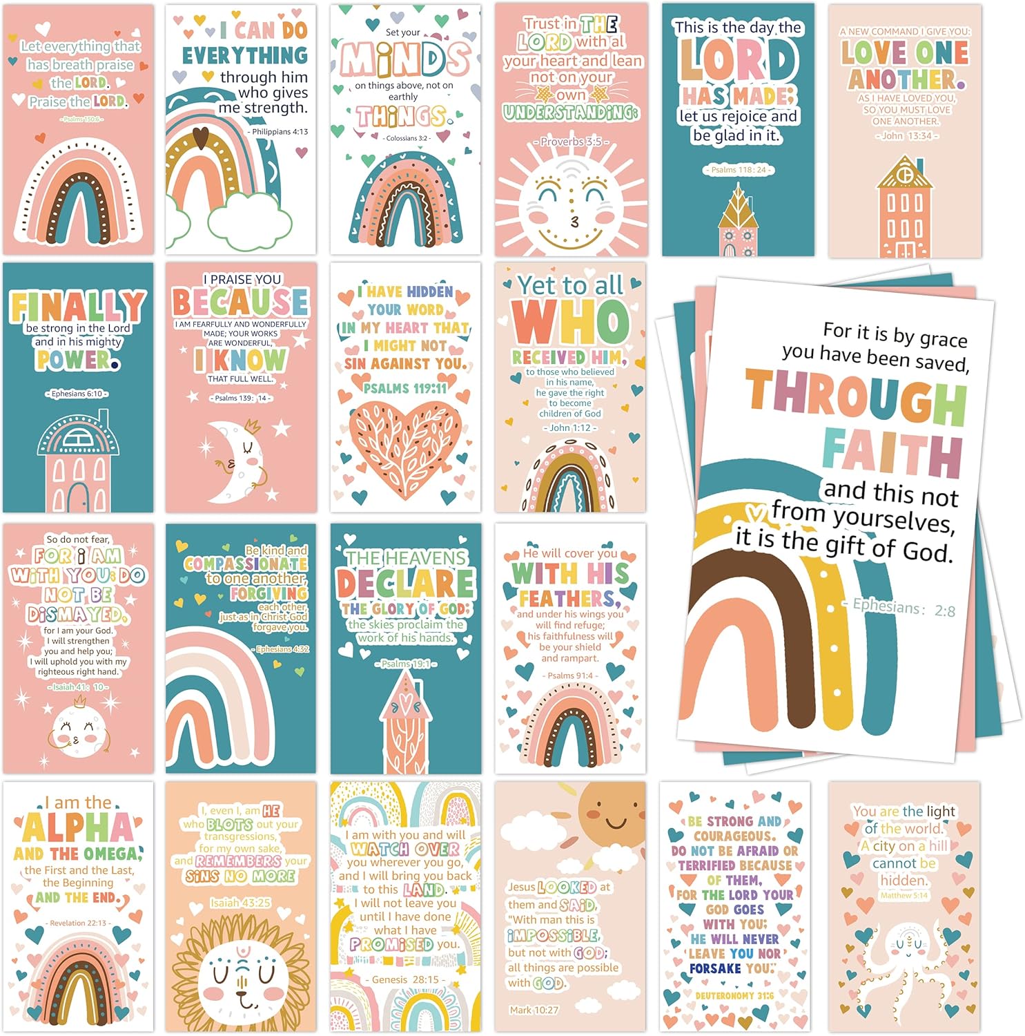 60 mini tarjetas de oración para niños con versículos bíblicos inspiradores surtidos, tarjetas de aliento religioso, tarjetas de escritura para