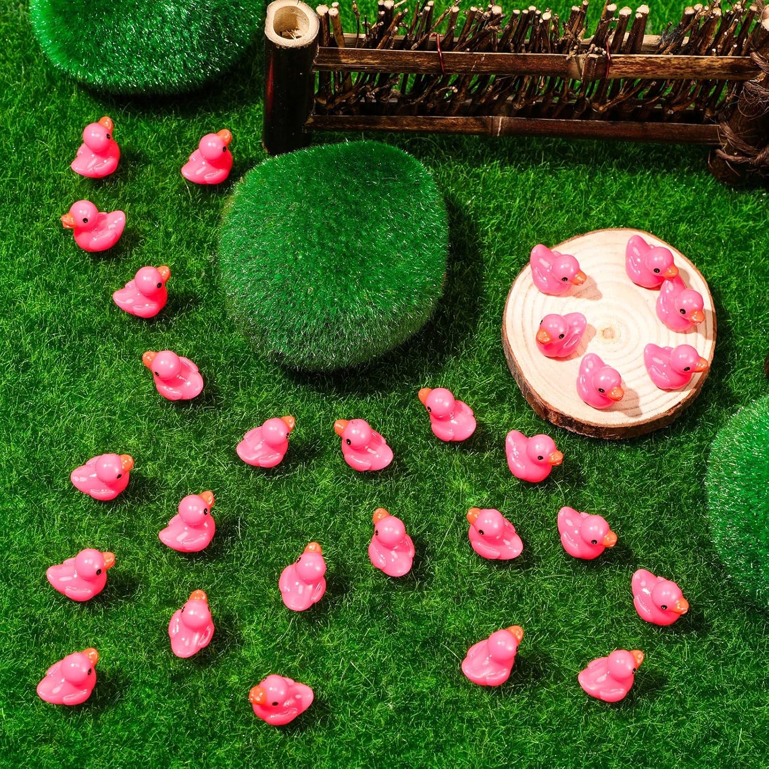 150 piezas de mini patos de resina rosados pequeños patos en miniatura a granel pequeñas figuras de patos de plástico para el día de San Valentín,