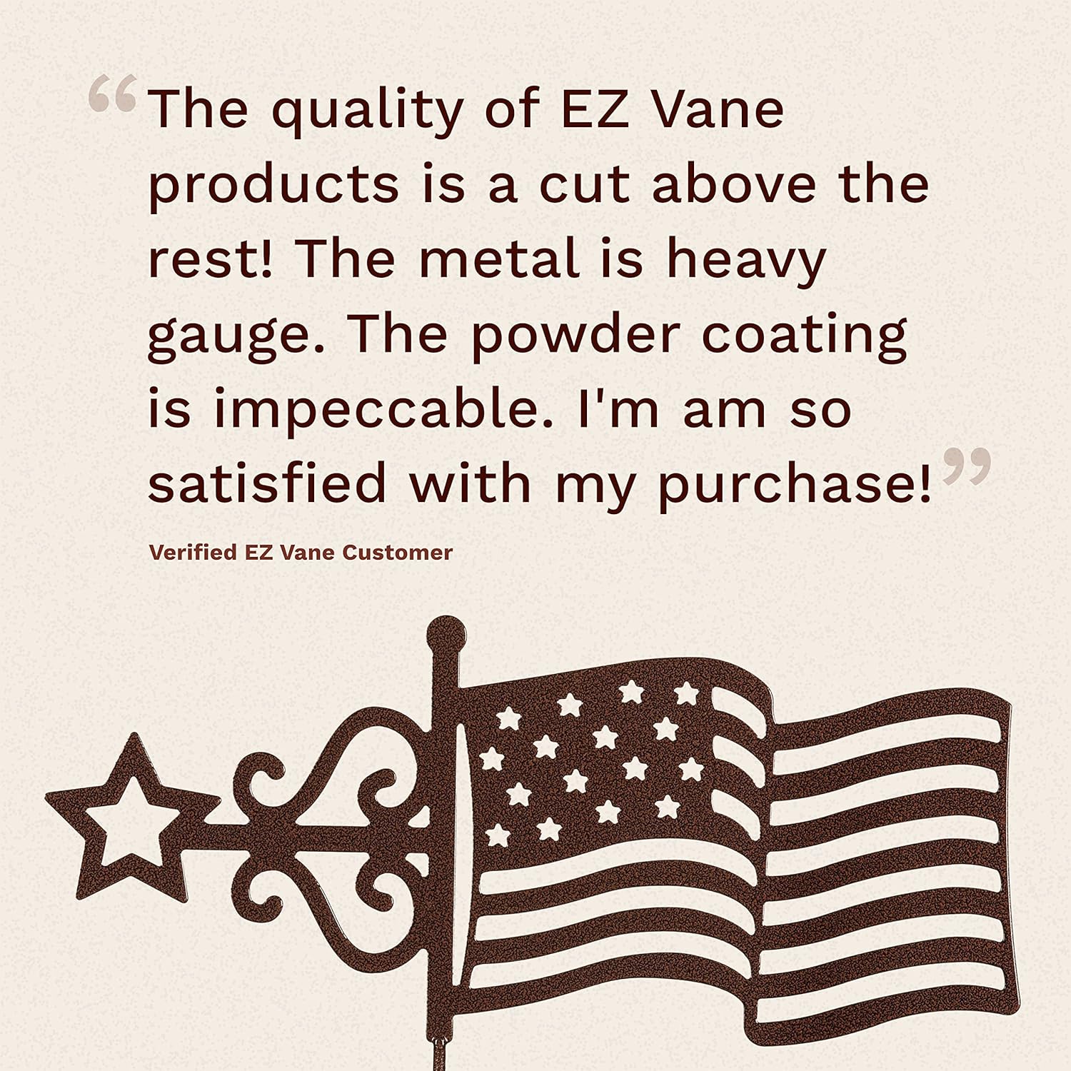 EZ Vane – Veleta de acero con bandera de Estados Unidos, 21 pulgadas de altura, incluye soporte de poste de metal, vasos de viento y soportes, hecho