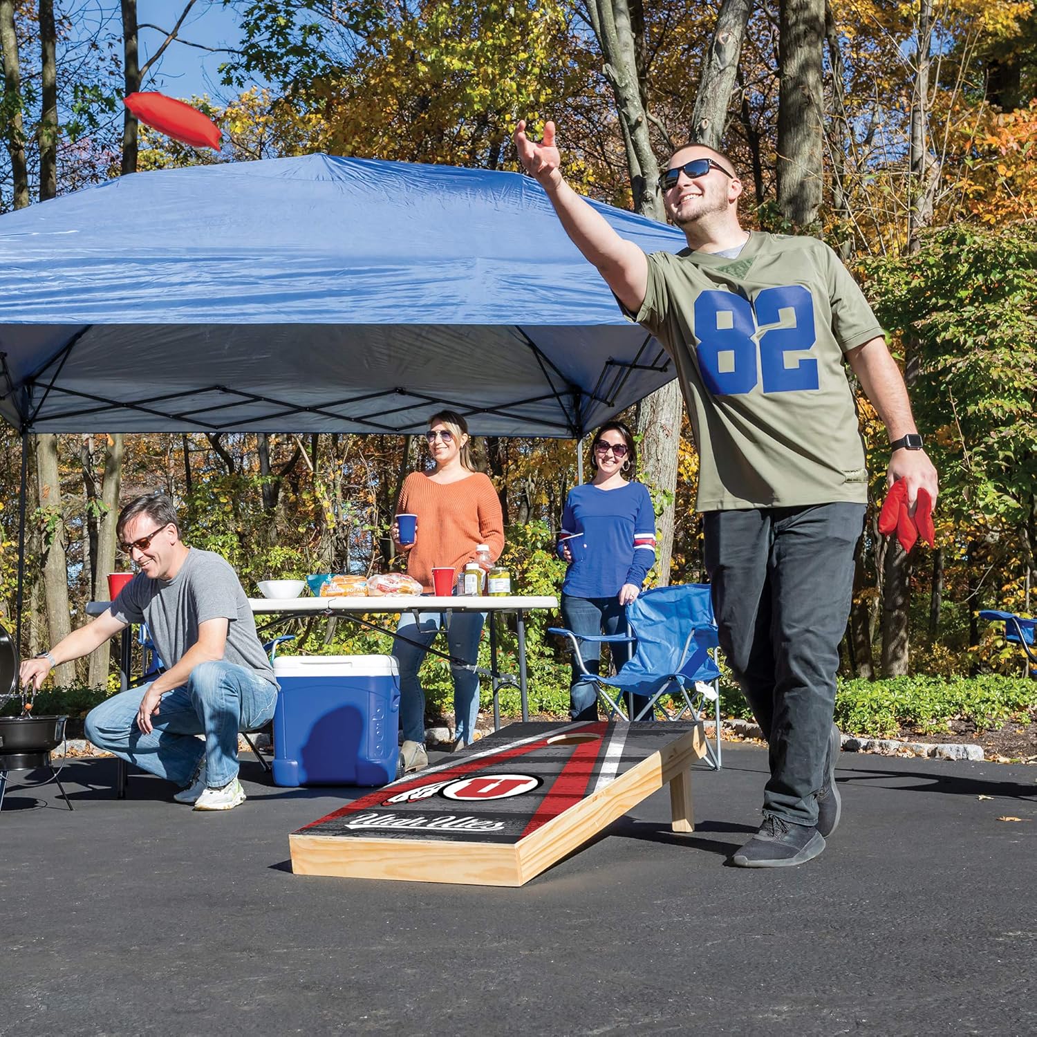 Wild Sports Juego de cornhole de madera de 2 x 4 pies, estampado directo, Utah Utes, perfecto para patio trasero, playa, parque, portones traseros,