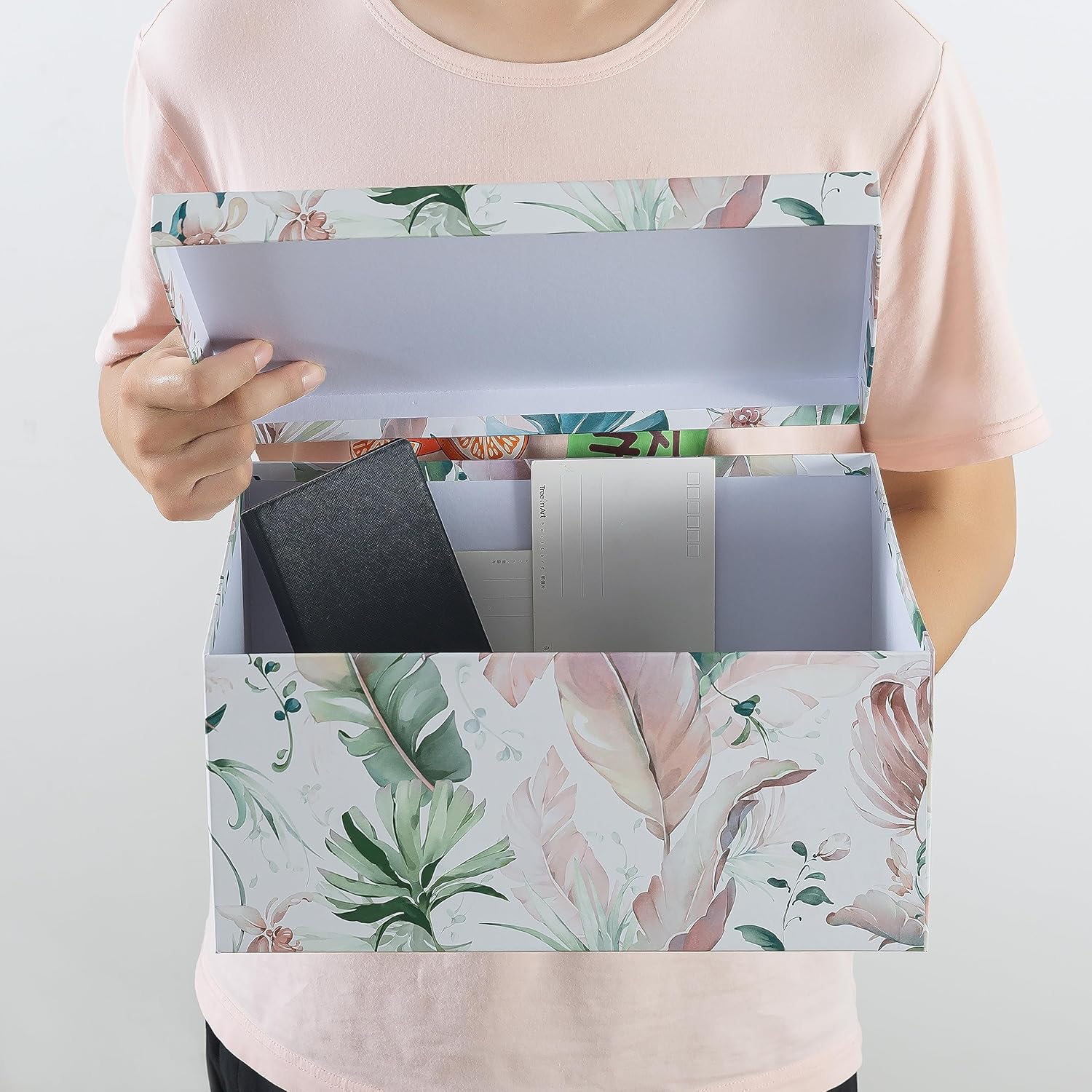 Soul & Lane Jardin Jewel – Juego de 3 cajas de cartón con tapa para guardar recuerdos y fotos, cajas de regalo para regalos
