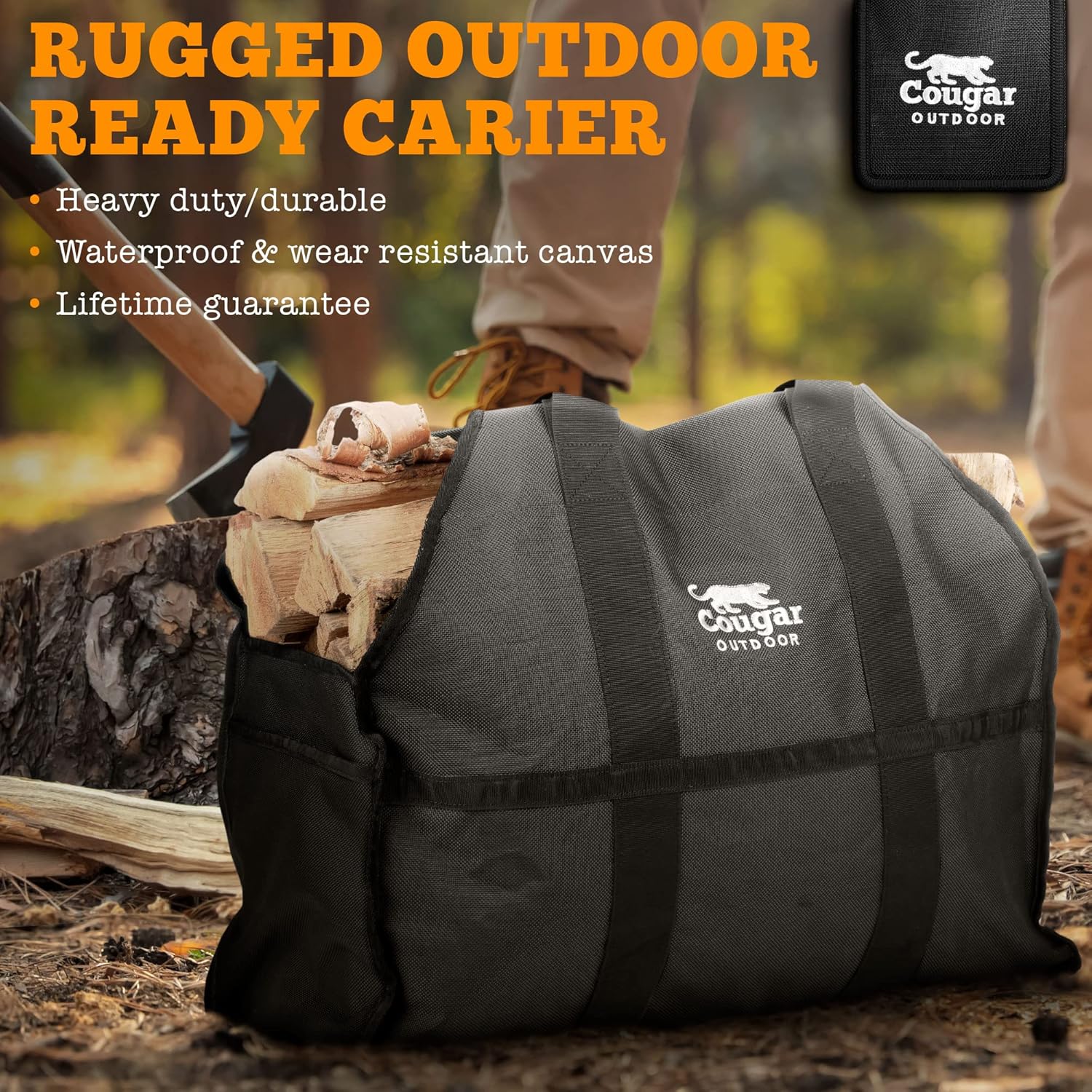 Cougar Ultimate Log Carrier, extra heavy duty, permanente, impermeable forrado en leña Bolsa de transporte de, mejor para madera